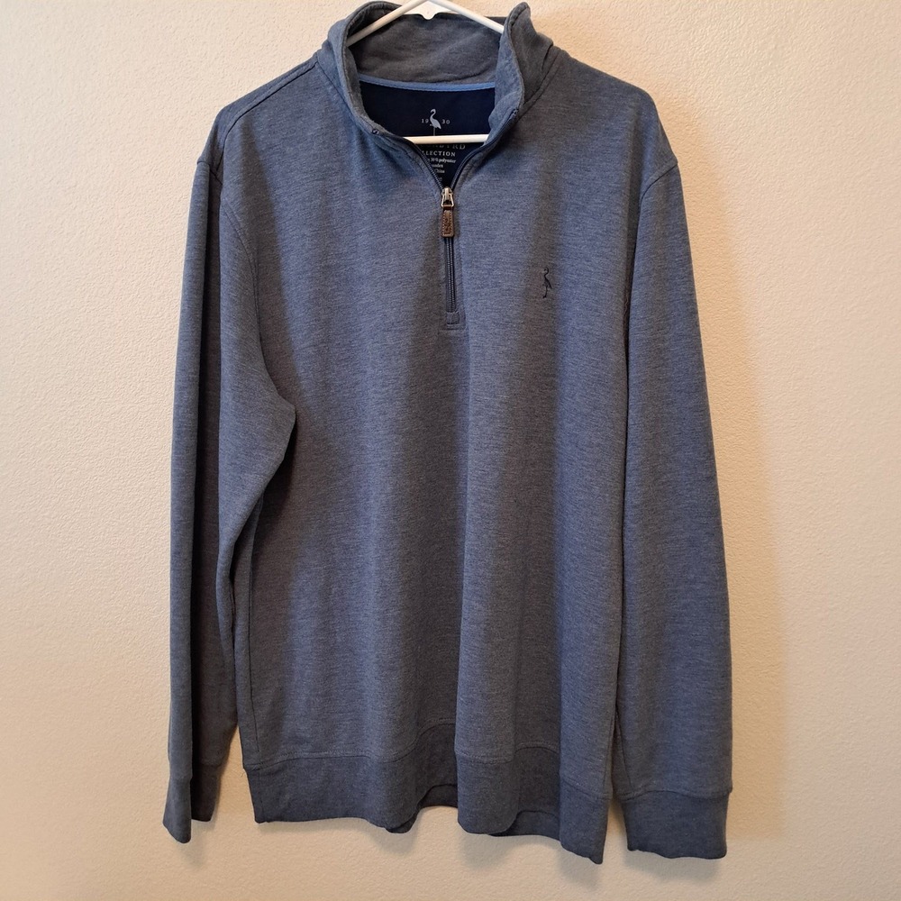 Tailorbyrd Collection Mens XL Blue Heathered Quarter Zip Pullover Flamingo Logo